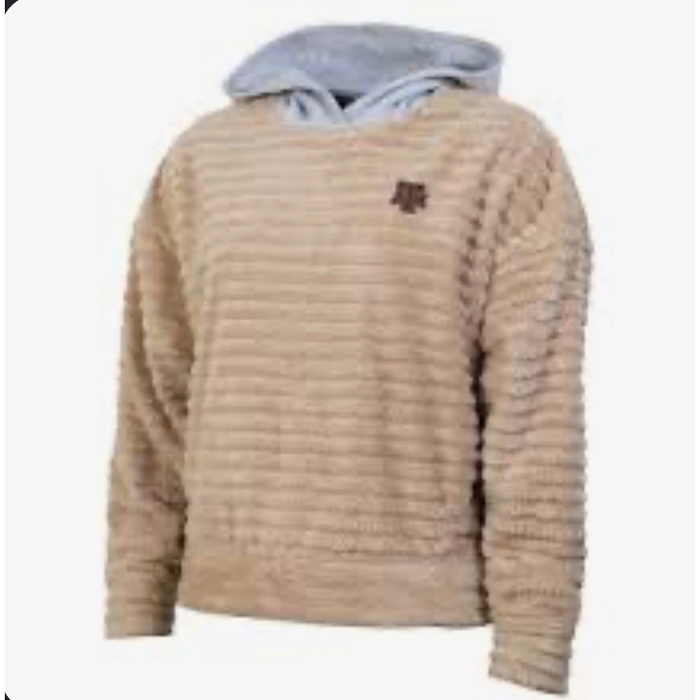 Texas A&M Aggies Rivalry Threads Tan Faux Fur Ribbed Hoodie Womens Medium 8/10